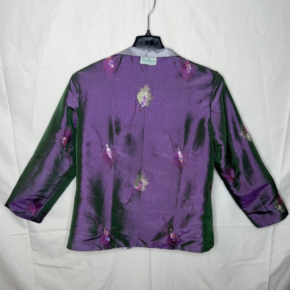 Patchington Womens Reversible Sequins peacock pattern blazer - Picture 2 of 8